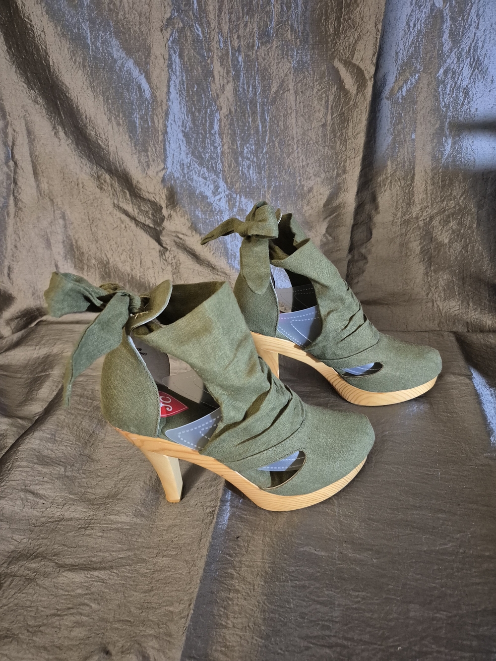 Olive Green Tie-Strap Women’s High Heel Sandals